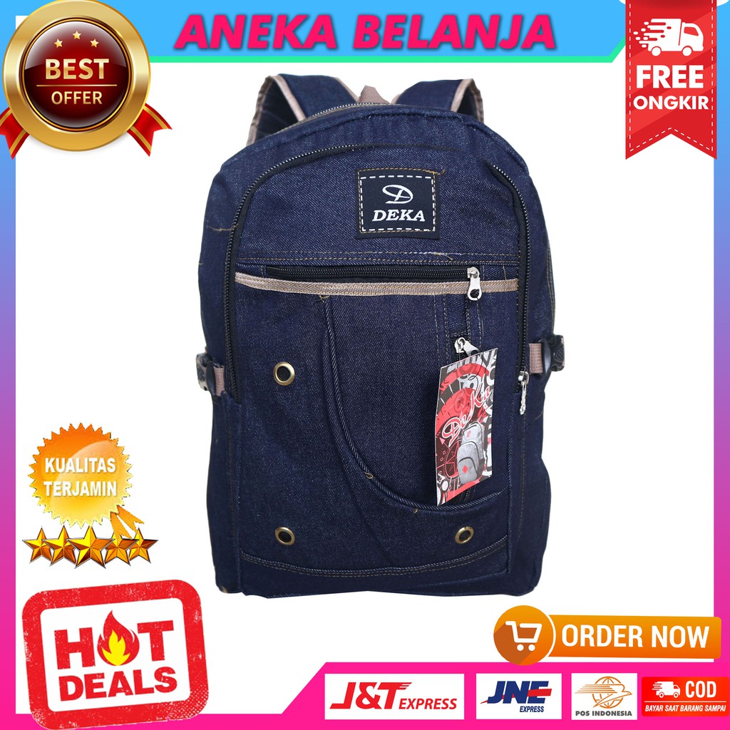 Stock Terbatas Tas Ransel Cowok Model Distro Deka Navy Besar Ekonomis Tas Sekolah Kuliah Kerja Bagus