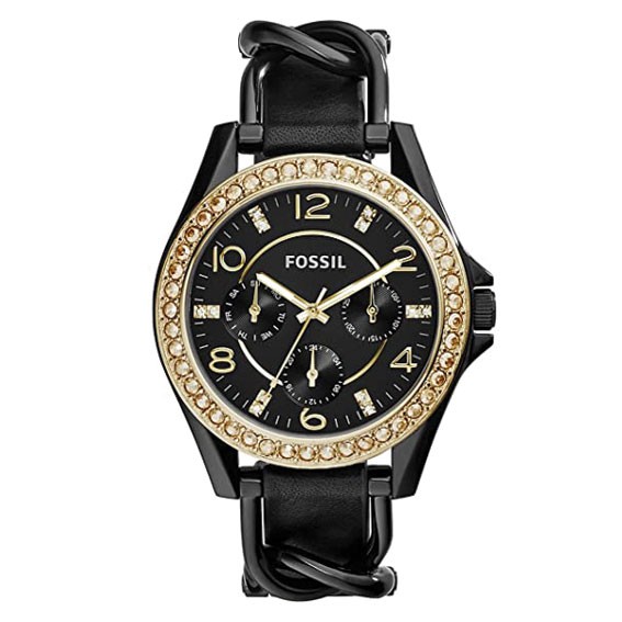 Jam Tangan Wanita ES3696 Analog Strap Kulit Stainless Steel