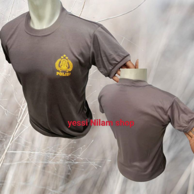 kaos polisi logo depan belakang polos / kaos dalam polisi