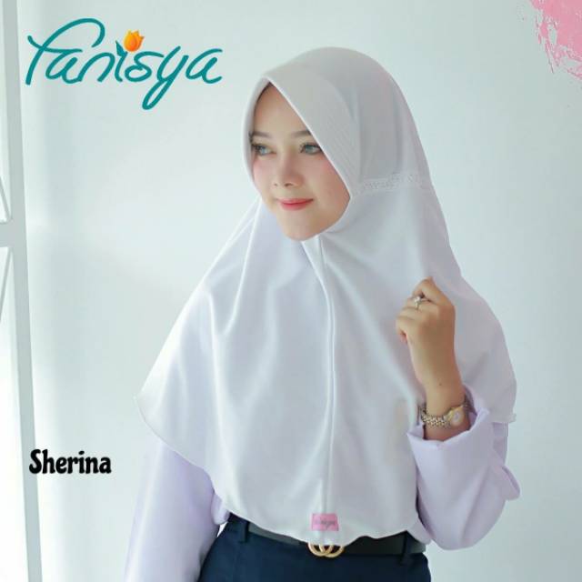 Fanisya Bergo Sherina SMP/ SMA Putih Polos Jilbab Sekolah