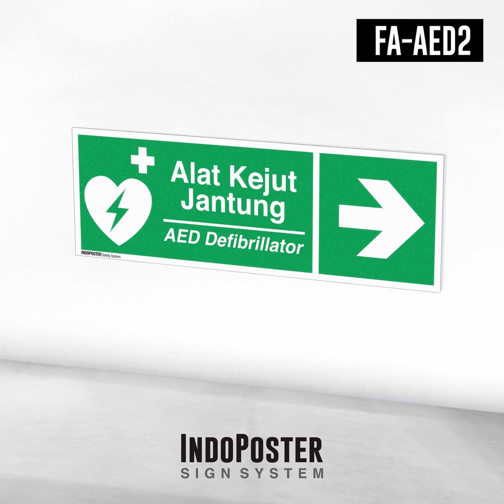 

Stiker Sign Alat Kejut Jantung AED Automated External Defibrillator Arah Kanan Dan Kiri
