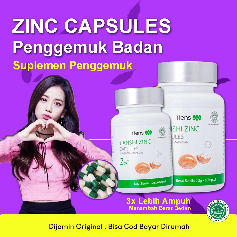 TERAMPUH Zinc Kapsul Penggemuk Badan Zinc Original Obat Gemuk Herbal Ampuh Bpom Terlaris Penggemuk C