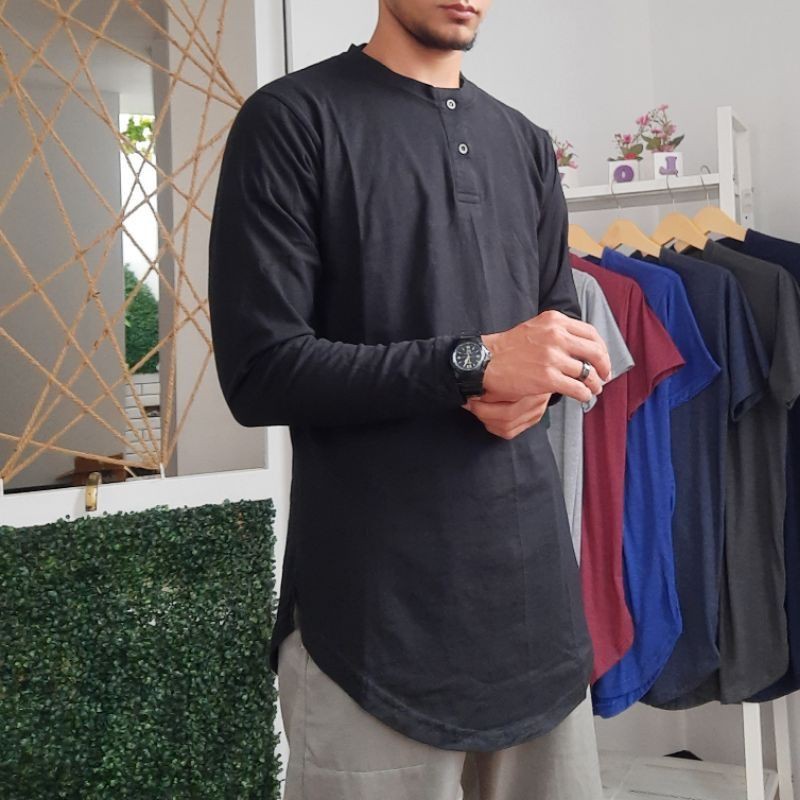 Kaos kurta pria lengan panjang