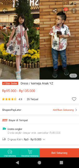 Dress / Kemeja Batik Anak Yz / Batik Anak Modern / Seragam Batik Anak / Baju Imlek Anak