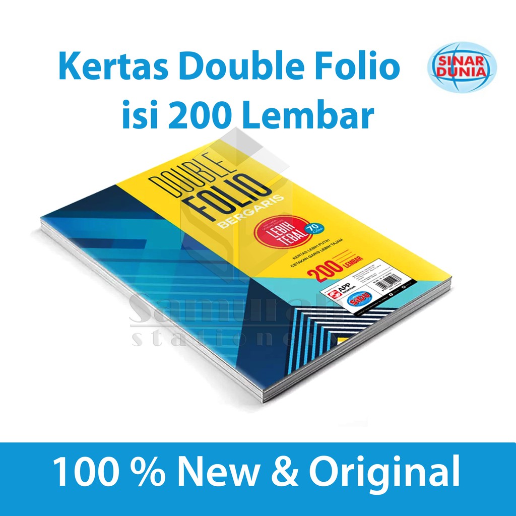

Kertas Double Folio Bergaris Sidu isi 200 Lembar / Folio Garis Sinar Dunia 200 Lbr / Rulling F4 200