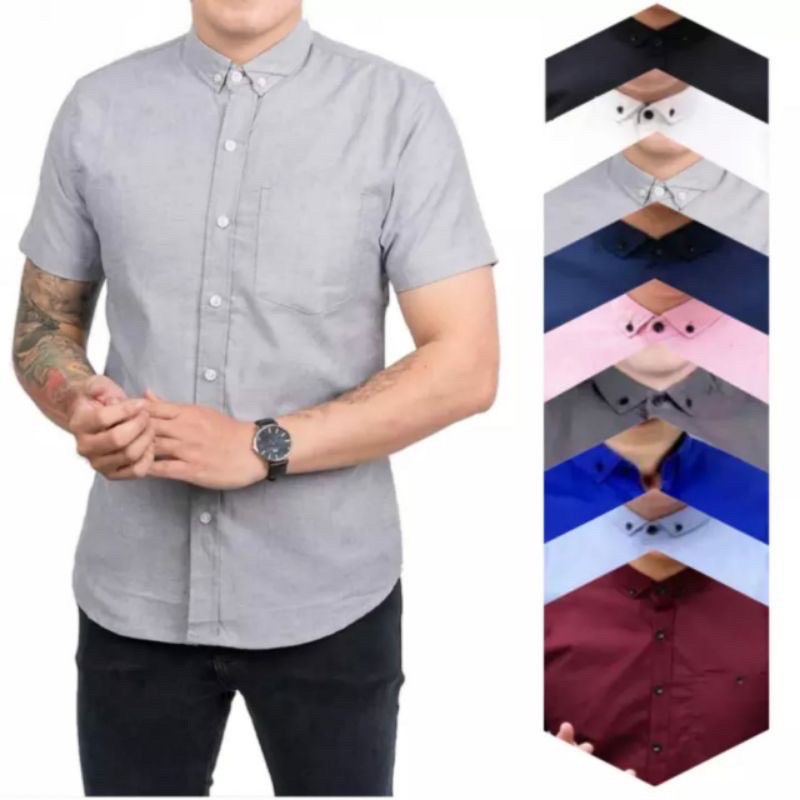 KEMEJA PRIA BOYI TOP MAN LENGAN PANJANG PENDEK KASUAL FORMAL KERJA KANTOR POLOS PUTIH HITAM WHITE