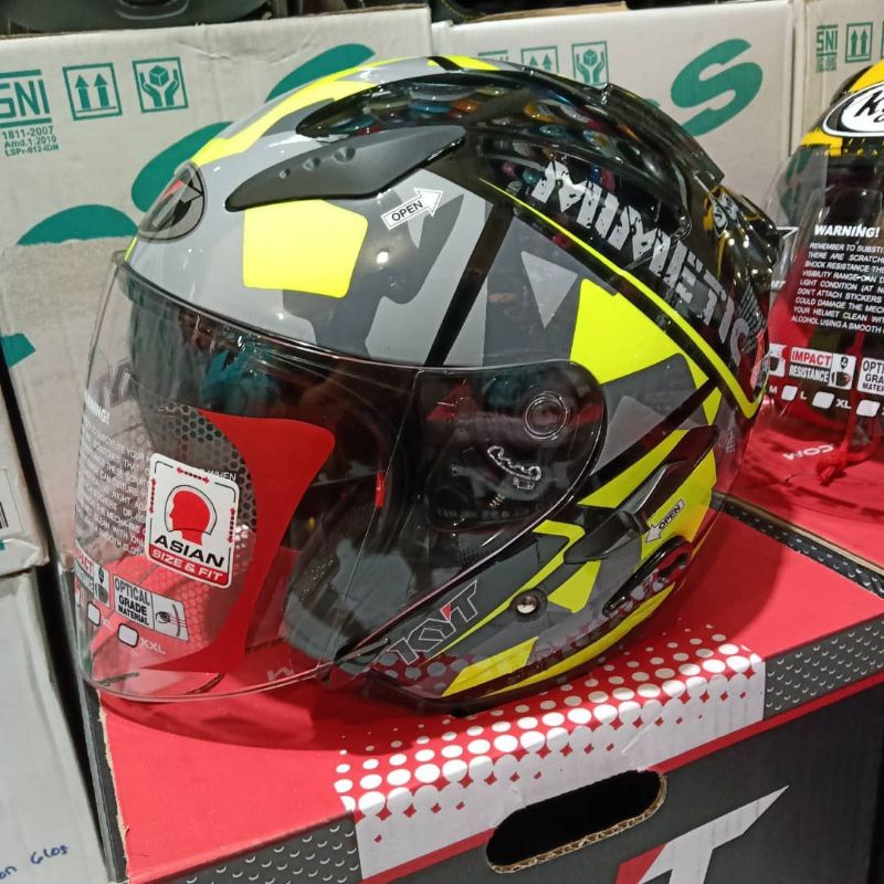 Helm KYT GALAXY Flat R BLACK DOFF & Motif Corak-#4 bk yellow flat