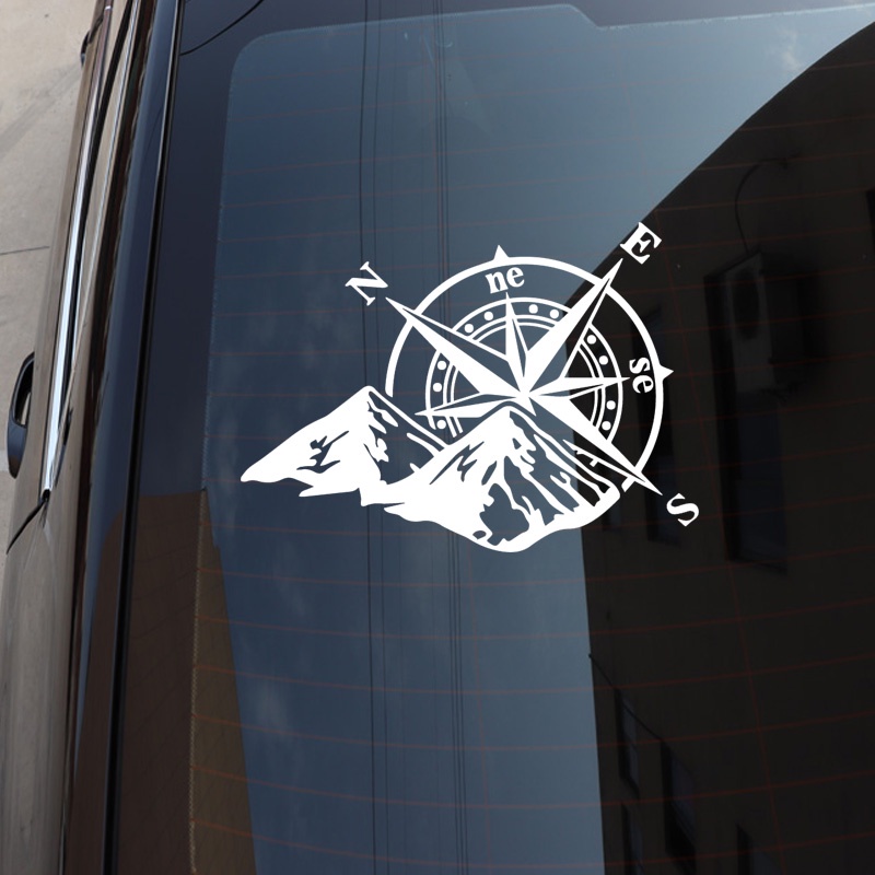 Stiker Motif Kompas Gunung Bahan Vinyl Anti Air Untuk Dekorasi Mobil