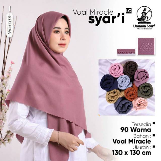 VOAL MIRACLE PLAIN SYARI LASER CUT UMAMA PART 01 JILBAB  