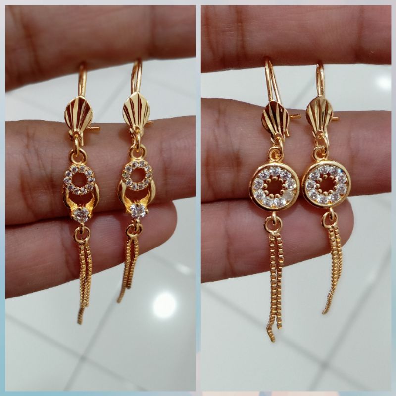 XP-60.Anting Jurai xuping wanita berlapis emas dengan mata zircon.