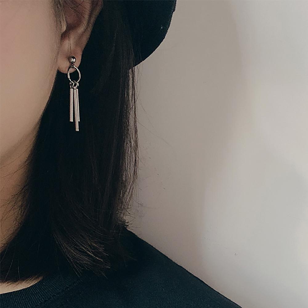 Anting Klip Bahan Stainless Steel Gaya Punk Hip hop Korea Untuk Pria Dan Wanita