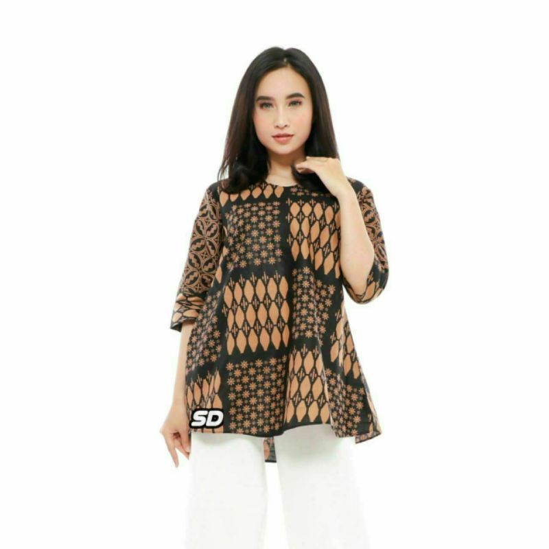 tey-17 Batik Wanita ASJ SA HRB026 Kenogo Kemeja Tosca Pendek-Model 8