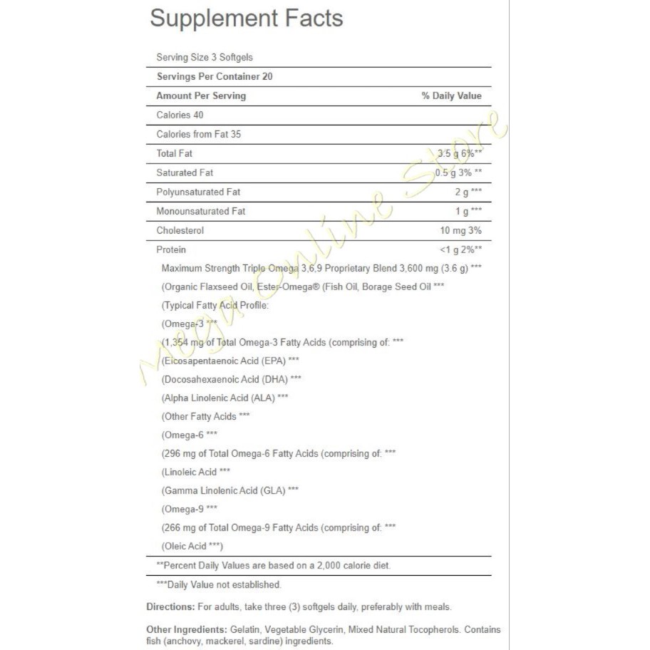 PURITAN'S PRIDE MAXIMUM STRENGTH TRIPLE OMEGA 369 - 120 Softgels