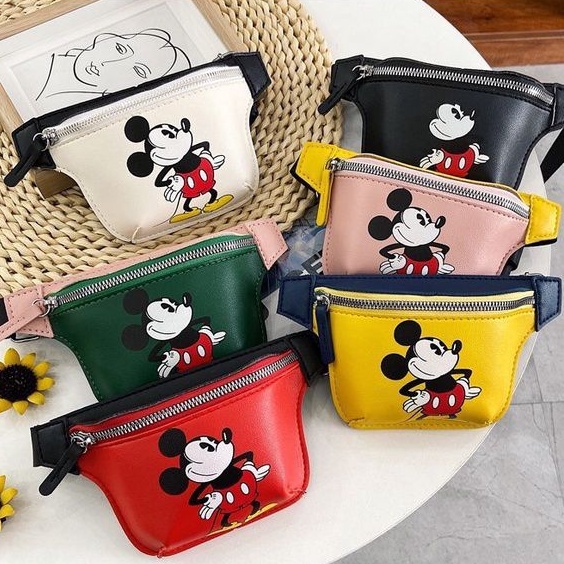 NAOMI - Mickey Norin Waist Bag - Tas kulit sintetis - Tas anak import - Tas Anak Selempang - tas Mickey - Sintetis Premium Cute imlek angpao