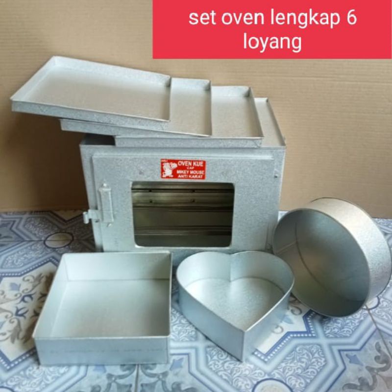 oven kompor oven tangkring oven 3 susun 6pcs loyang/loyang kotak bulat love/loyang kue kering/Loyang