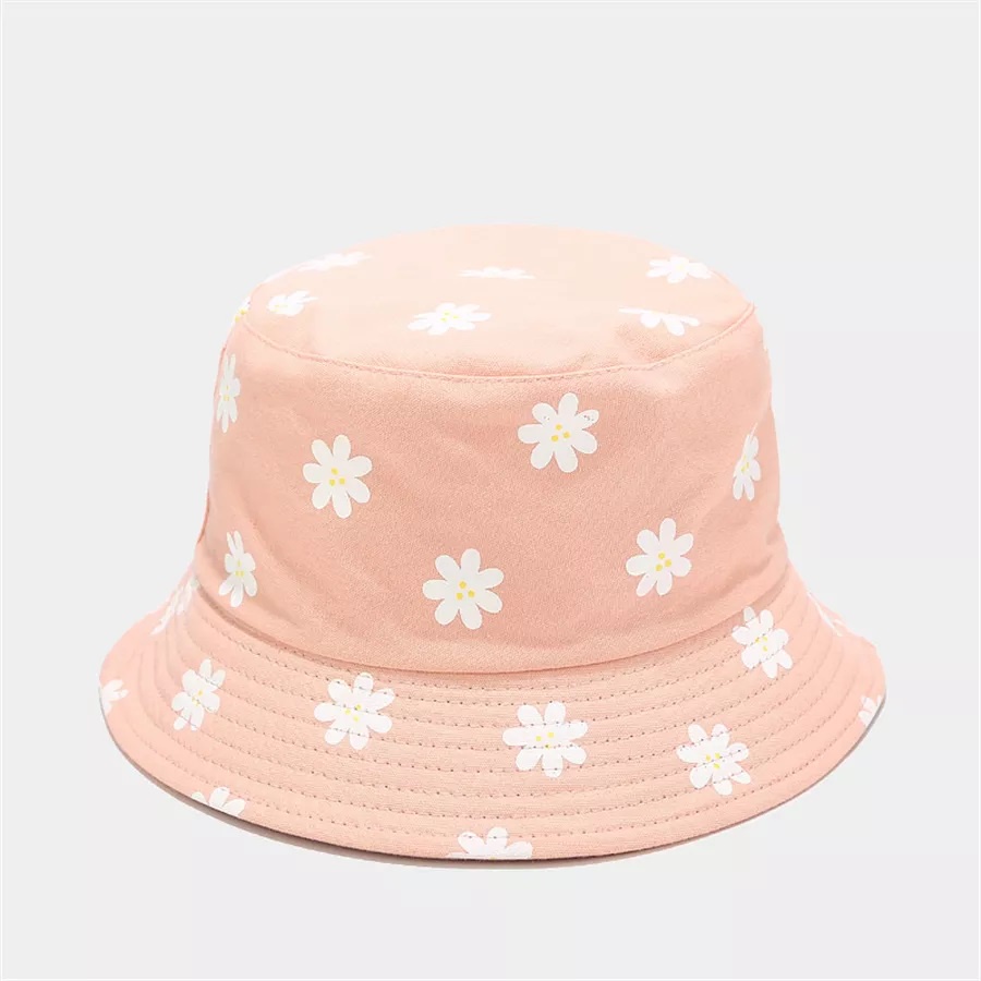 Topi Bucket Dewasa dan anak Sablon Bunga daisy 1 sisi D003 Daisy Bahan Drilll / Daisy 003