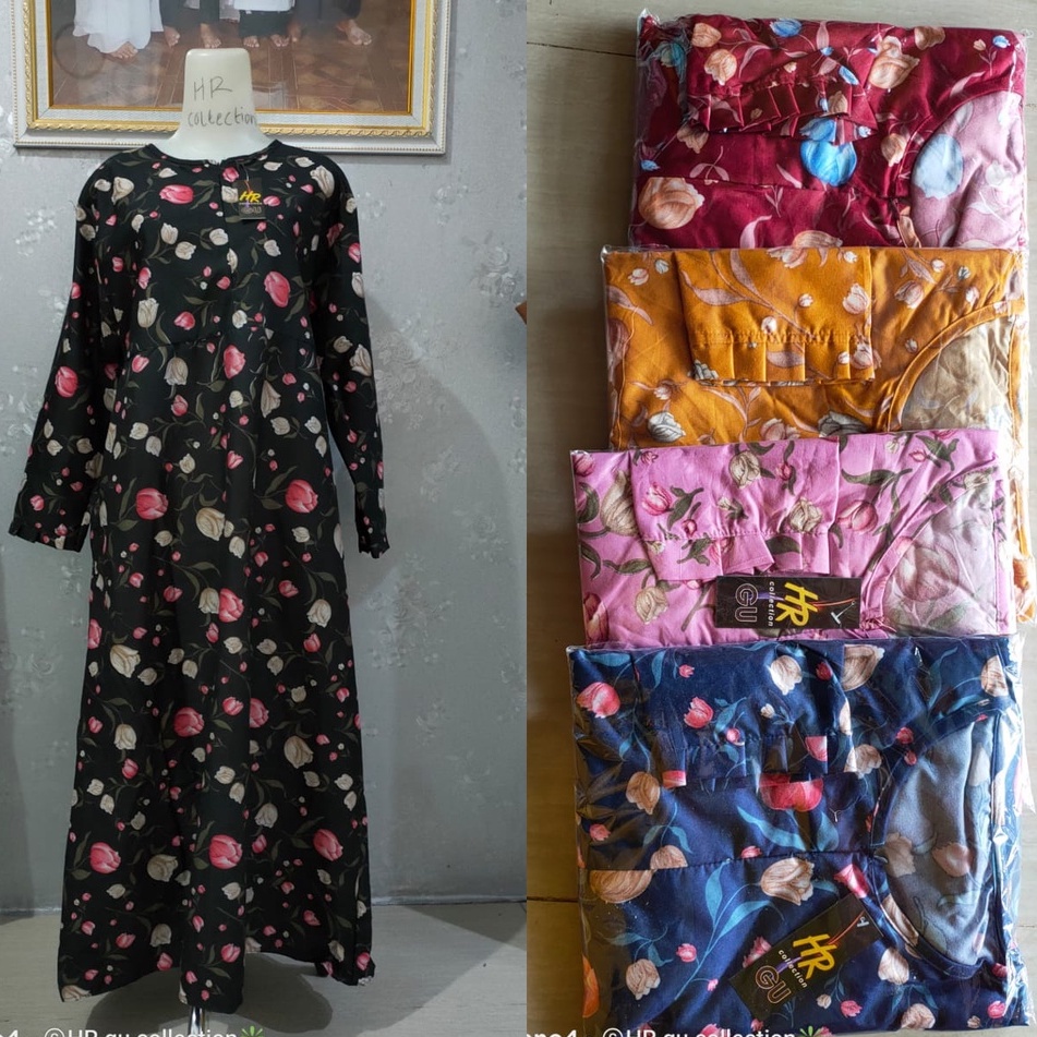 Gamis Katun Motif Bunga / Gamis HOME DRESS BUSUI SLETING Depan