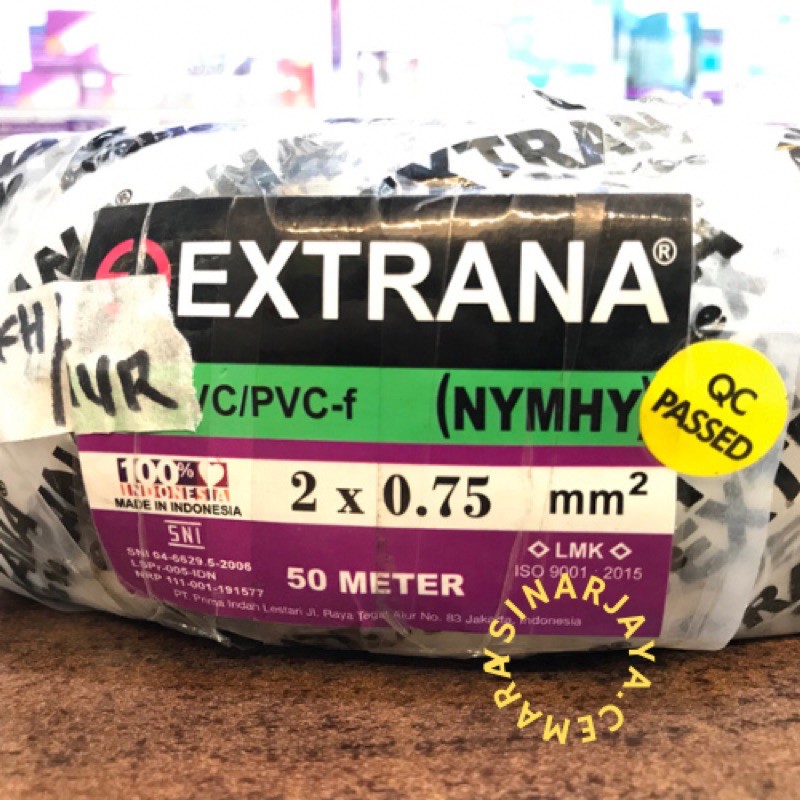 Kabel NymHy 2x0.75mm Kabel Serabut NymHy 2 x 0 75 mm Extrana Per Roll 50 Meter