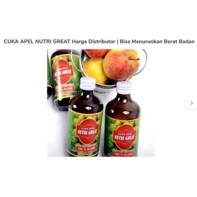 

CUKA APEL NUTRI GREAT Harga Distributor | Bisa Menurunkan Berat Badan