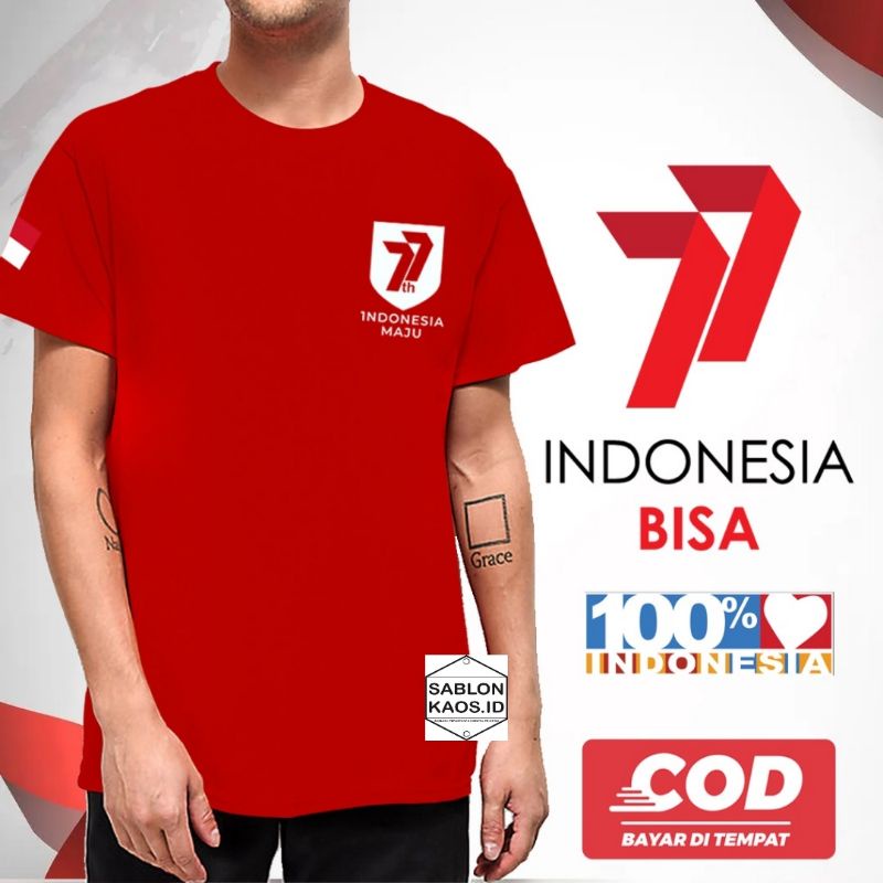 Kaos 77 Tahun Indonesia Maju / Kaos Kemerdekaan Indonesia / Kaos Hut RI
