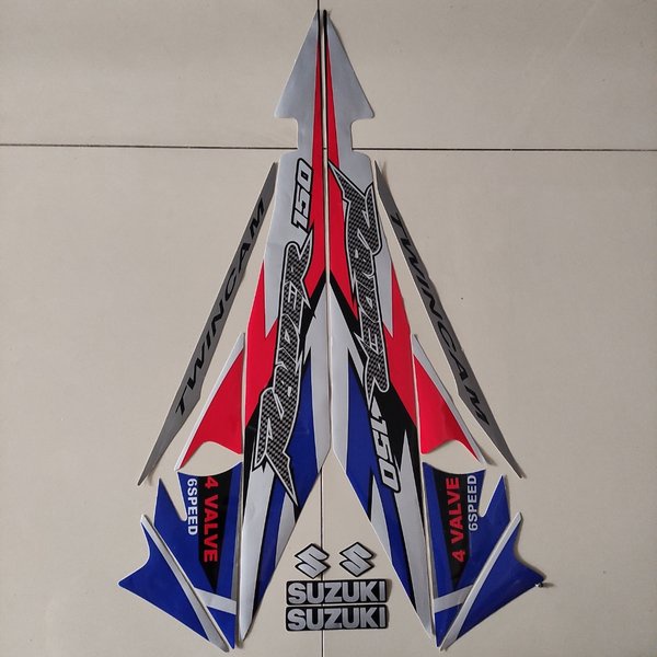 Sticker striping  suzuki satria fu raider f 150 2006 2007 2008 silver biru list motor thailand
