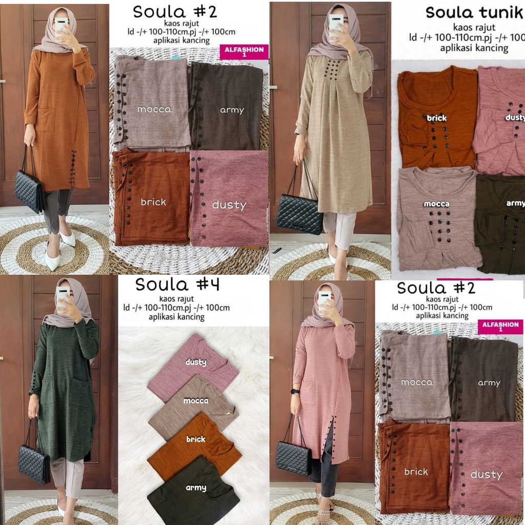 Tunik KaosJumbo Soula Premium Atasan Wanita Tebal Murah Baju Cewek Remaja Lengan Panjang Melar