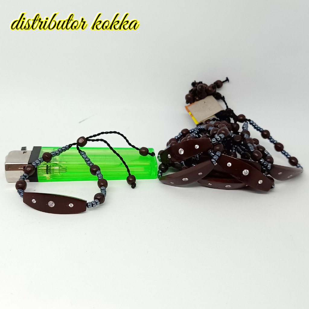 ( SUPER MURAH ) Harga grosir 10 pcs gelang Kokka kaukah plat manik mata anak hitam