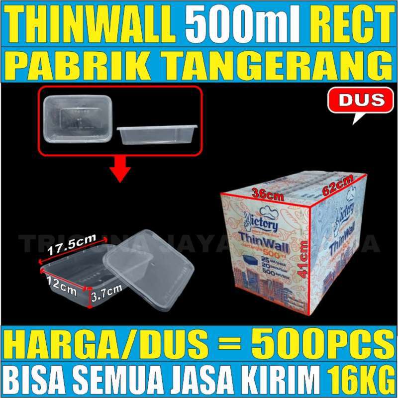 Thinwall Rectangle 200ml 500ml 650ml 750ml 1000ml Per Dus Kotak Makan Persegi Panjang Plastik Gjk