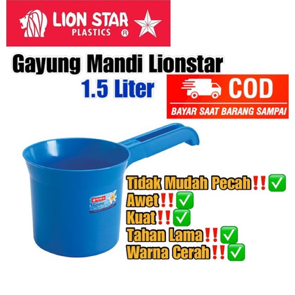 Gayung Mandi Biasa Gagang Lionstar Gayung Air 1.5 Liter Gayung Plastik