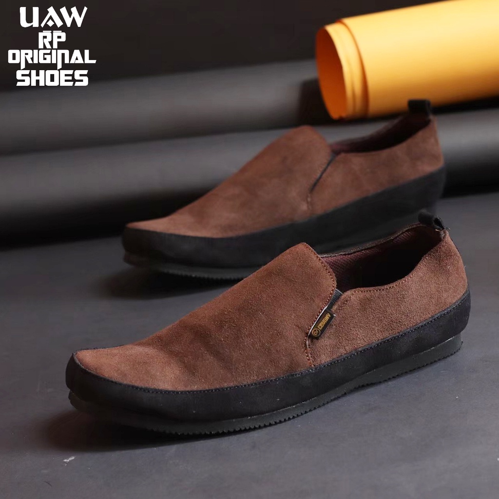 CEVANY x RP ORIGINAL | SEPATU CEVANY MARIO BROWN - Sepatu Pria Slip On Suede | Sepatu Slip On Kulit
