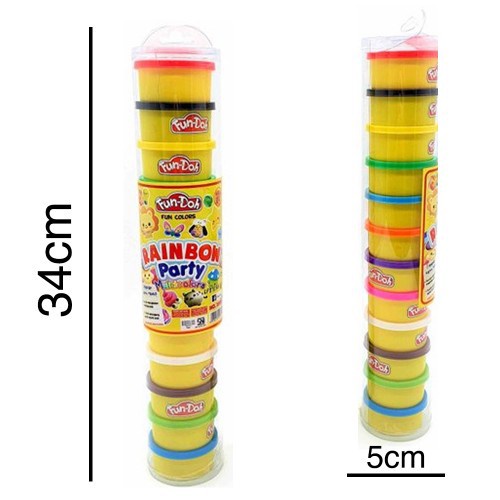 Mainan Lilis Plastisin Fun Doh Rainbow Party Multi 12 Colors Refill