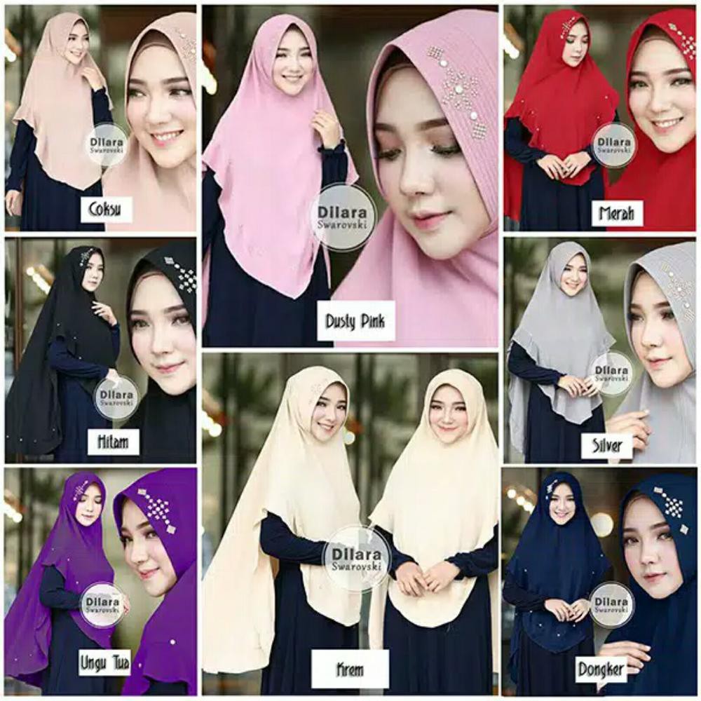 ✅ ✅ Hijab Khimar Dilara Swarovski Jilbab Bergo Syari Termurah