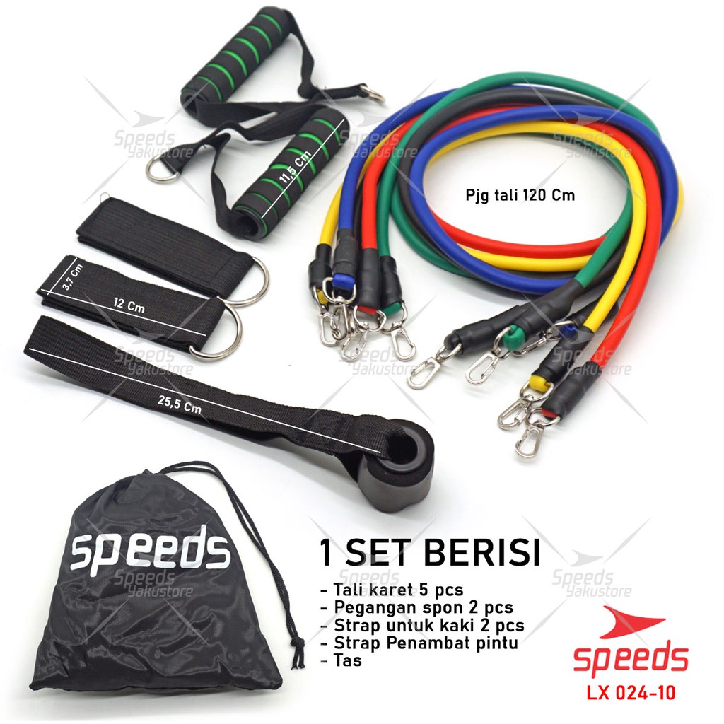 SPEEDS Resistance Bands 11 in 1 Set Tali Pembantu Premium Bands Fitness Gym Power 024-10