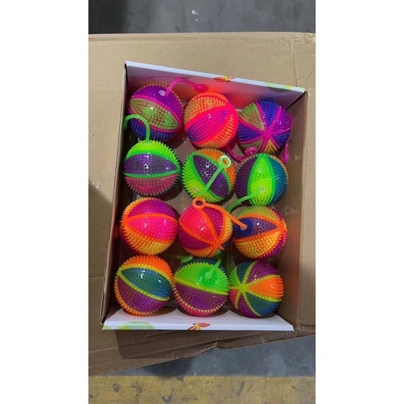 12 PCS Mainan Bola Karet Duri Nyala dan Bunyi - Flashing Spiky Ball