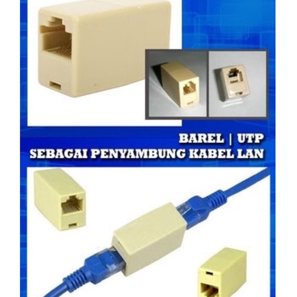 Barel RJ45 Single / Double Konektor Sambungan Kabel Jack Sambungan UTP LAN Jaringan Network