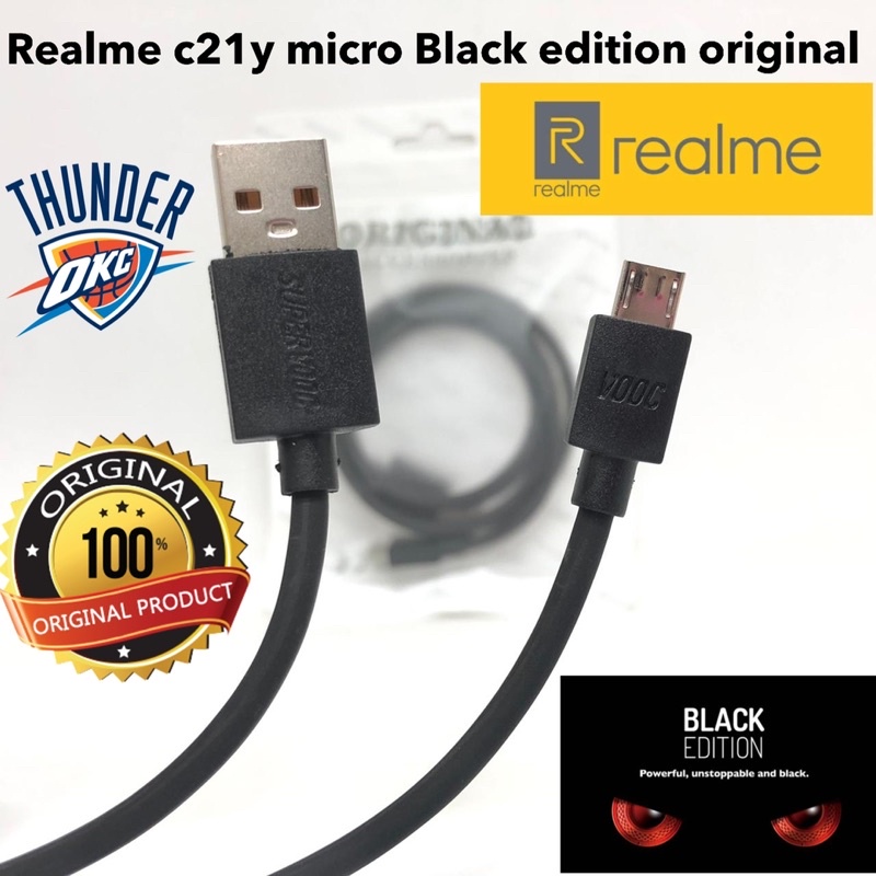 KABEL DATA REALME C21y BLACK EDITION ORIGINAL MICRO 100CM