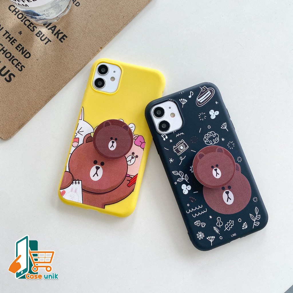SS261 Softcase Popsocket BEAR Xiaomi Redmi Note 4 5a Prime 5 6 7 8 9 9s Pro CS2399