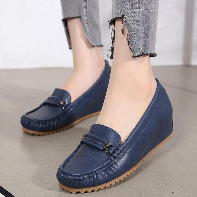 Terbaru Xes Original Import Fc3068-14 / Sepatu Wedges Wanita Kulit TERLARIS