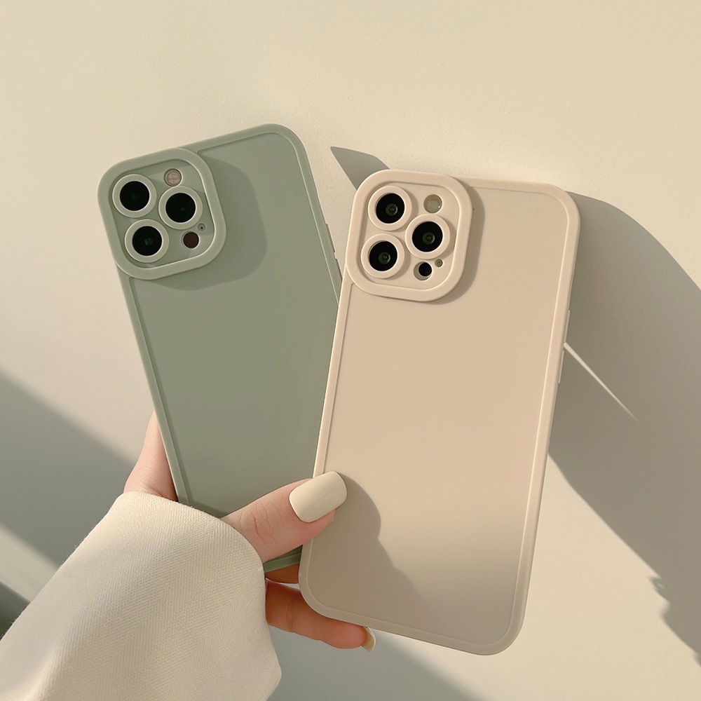 Case Pelindung Belakang Matte Porselen Hijau Teh Putih Untuk Iphone 7 8 PLUS X XR XS 11 12 13 MINI PRO MAX SE 2020