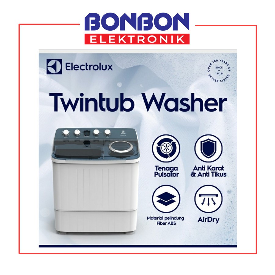 Electrolux Mesin Cuci 2 Tabung 7KG EWS87262WA / EWS 87262WA / 87262 WA