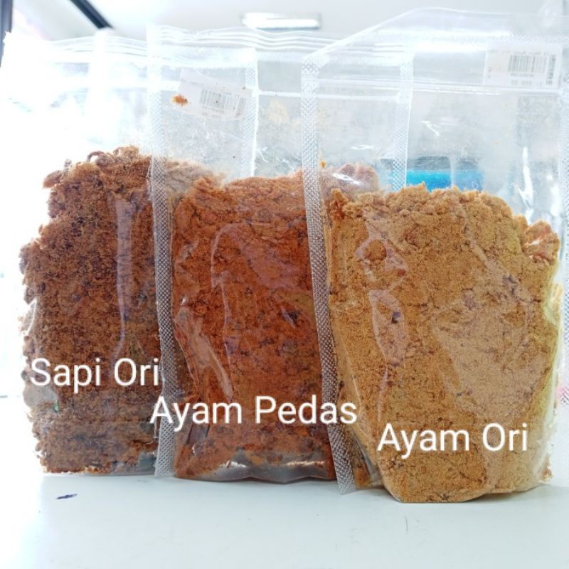 

Abon Ori hajjah hera Ekstra Pedas/sedang Super lezat250GR Toples