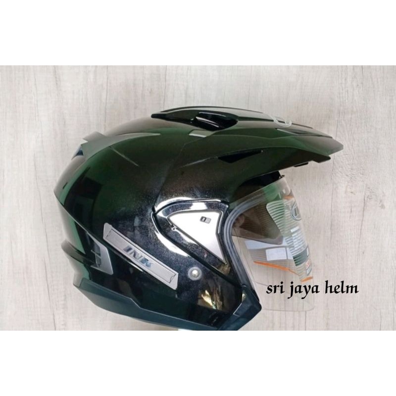 HELM INK T MAX BLAK METALIK DOUBLE VISOR-2