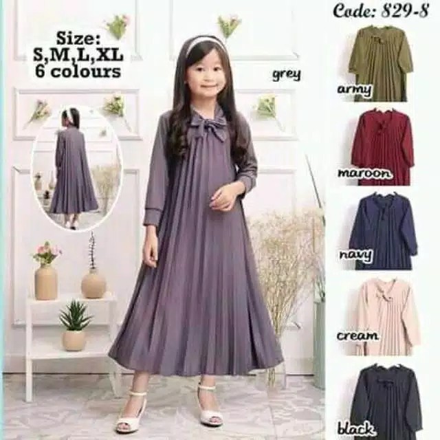 GAMIS MAXY ANAK 3-10 TAHUN / GAMIS PLISKET ANAK TANGGUNG / GAMIS ANAK PEREMPUAN / BAJU MUSLIM / DRES