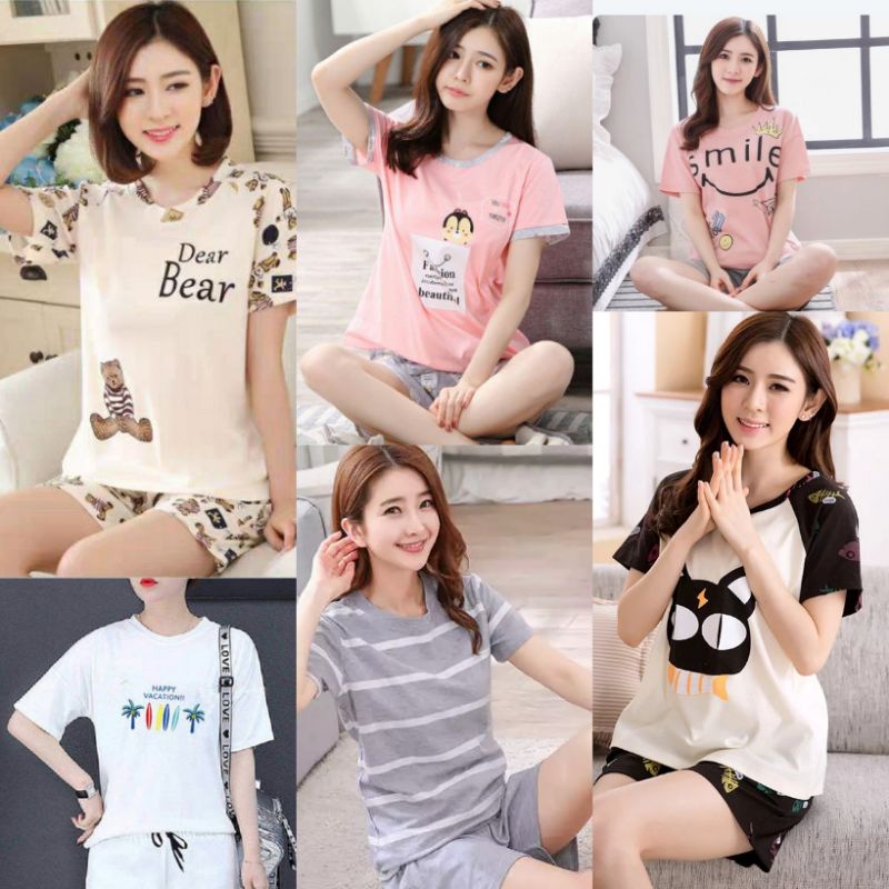 RULIF Piyama baju tidur wanita import kaos fashion