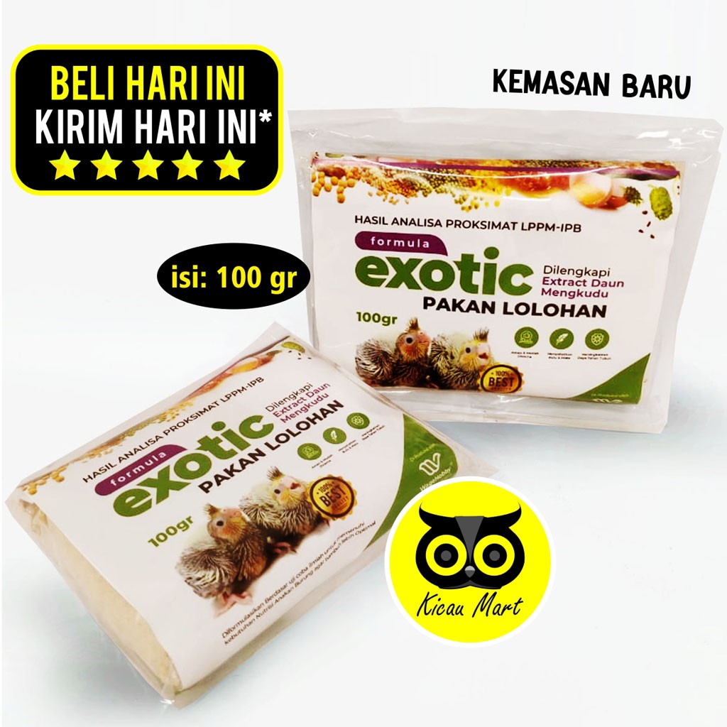 PAKAN MAKANAN BUBUR LOLOHAN FORMULA EXOTIC 100 GR BURUNG PIYIK BAYI ANAK LOVEBIRD KENARI MURAI F2KONSL