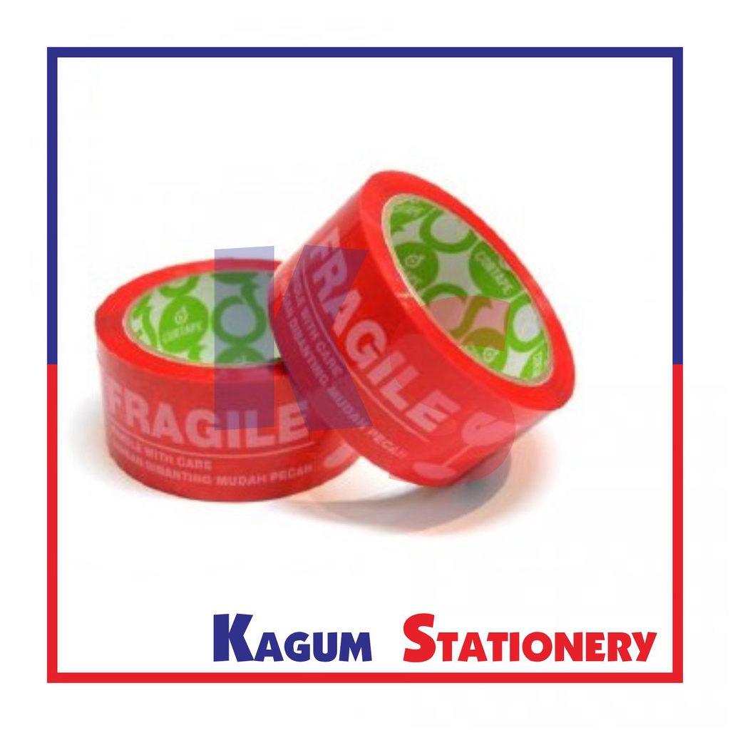

LAKBAN OPP TAPE SOLASI CORTAPE FRAGILE PUTIH MERAH 2 INCH 48 MM
