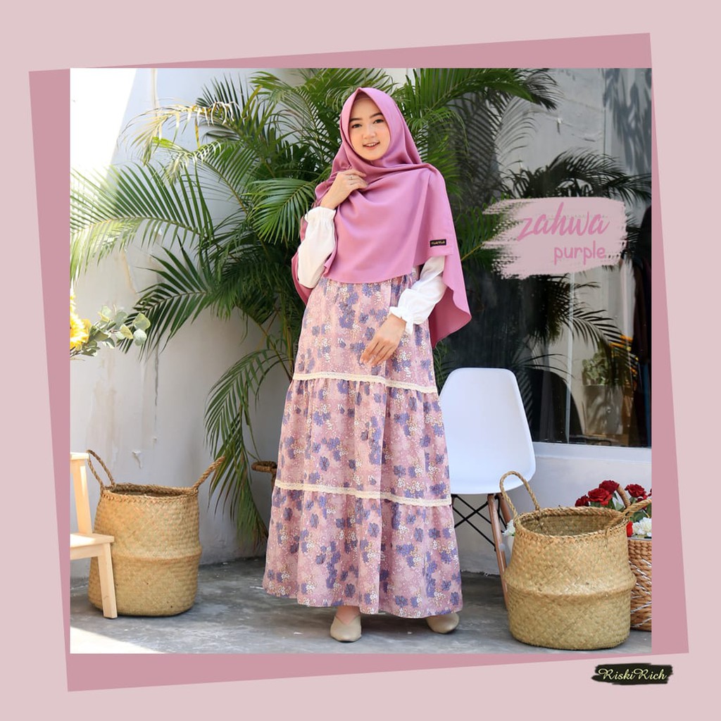 PROMO GAMIS WOLFIS MOTIF BUNGA RENDA TINGKAT ZAHWA ORIGINAL PURPLE L RISKIRICH