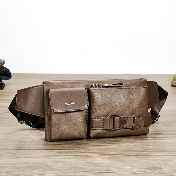 Pengiriman Cepat TAS PINGGANG KULIT PRIA TAS SELEMPANG DADA WAIST BAG DIDE JG923 DISKON