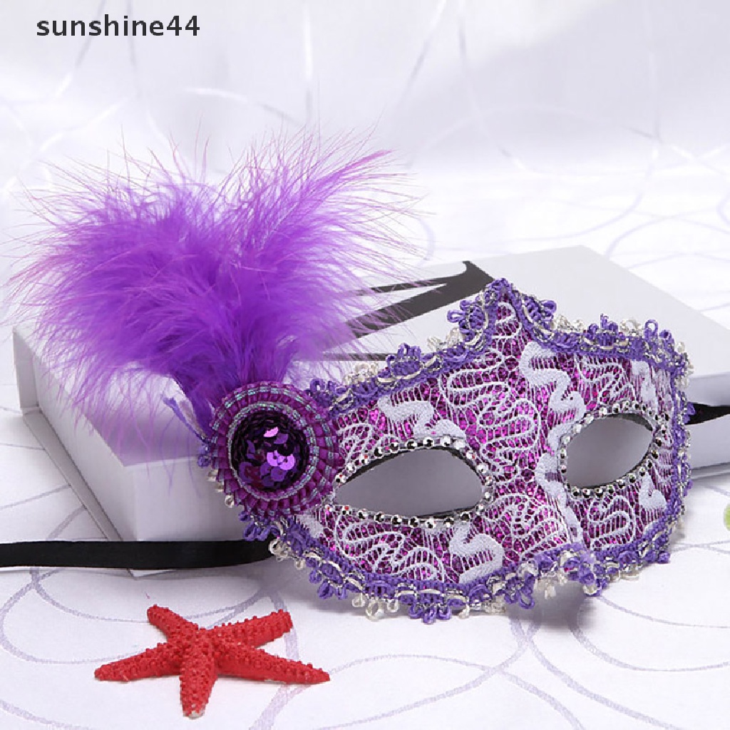 Sunshine Topeng Masquerade Wanita Sexy Dengan Bulu Untuk Natal / Halloween