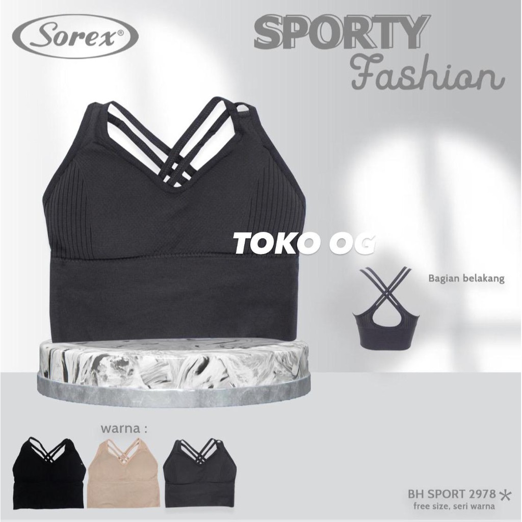 SOREX BRA SPORT FASHION 2978 BH SENAM OLAHRAGA YOGA GYM FITNESS BARU TALI SILANG